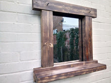 Load image into Gallery viewer, Reclaimed Solid Wood Rustic Mirror With Shelf - Style 2 - Miss Artisan