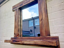Load image into Gallery viewer, Reclaimed Solid Wood Rustic Mirror With Shelf - Style 2 - Miss Artisan