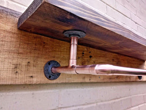 Rustic Shelf With Copper Clothes Rail - Miss Artisan