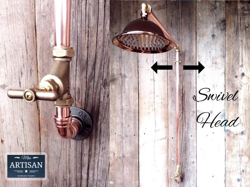 Single Handle Rainfall Copper Pipe Shower - Miss Artisan