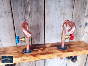 Pair Of Small Copper Pipe Swivel Faucet Taps - Miss Artisan