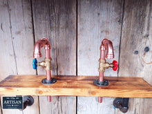 Charger l&#39;image dans la galerie, Pair Of Small Copper Pipe Swivel Faucet Taps - Miss Artisan