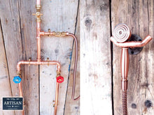 Load image into Gallery viewer, Copper Pipe Rainfall Shower With Down Pipes And Sprayer - Miss Artisan
