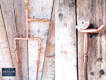 Charger l&#39;image dans la galerie, Copper Pipe Rainfall Shower With Down Pipes And Sprayer - Miss Artisan