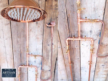 Load image into Gallery viewer, Copper Pipe Rainfall Shower With Down Pipes And Sprayer - Miss Artisan