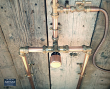 Load image into Gallery viewer, Thermostatic Copper Rainfall Shower With Hand Sprayer And Down Pipes