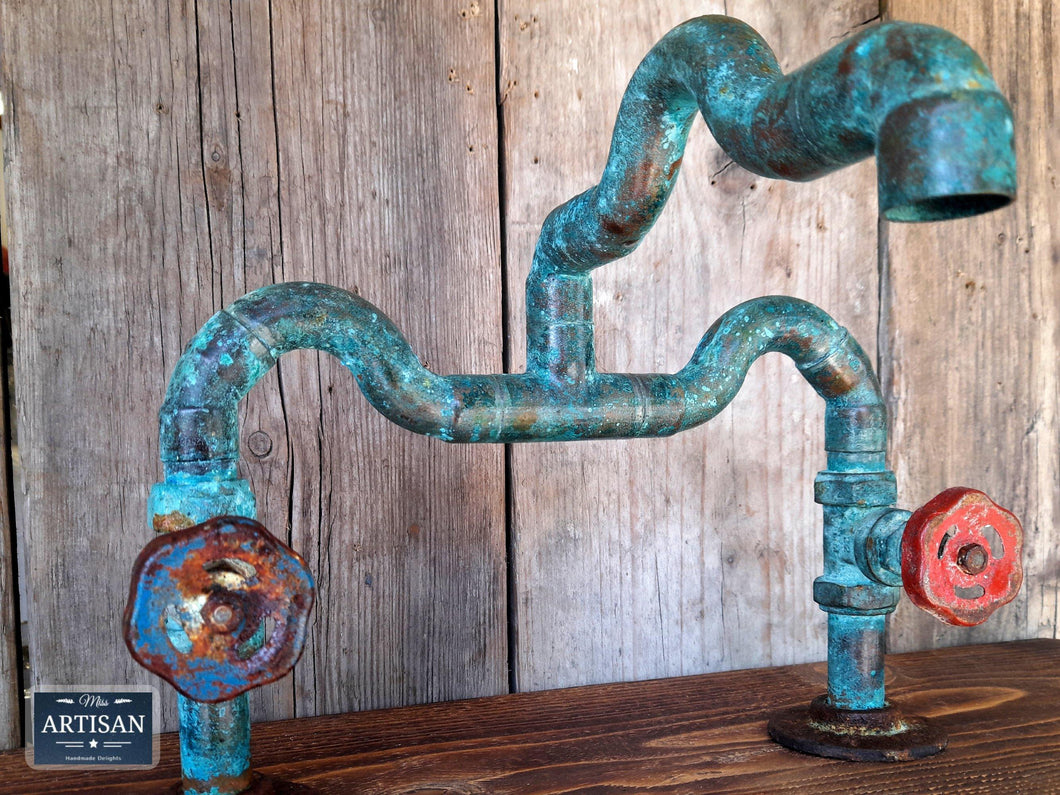 Outdoor / Indoor Verdigris Copper Pipe Mixer Faucet Tap - Miss Artisan