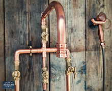 Charger l&#39;image dans la galerie, Copper Pipe Mixer Tap With Hand Sprayer And Down Pipes
