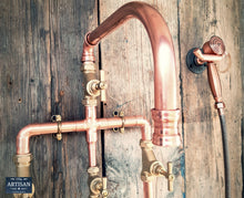 Charger l&#39;image dans la galerie, Copper Pipe Mixer Tap With Hand Sprayer And Down Pipes