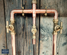 Charger l&#39;image dans la galerie, Copper Pipe Mixer Tap With Hand Sprayer And Down Pipes