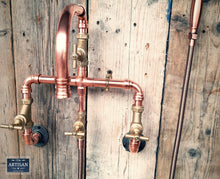 Charger l&#39;image dans la galerie, Wall Mounted Copper Pipe Mixer Tap With Hand Sprayer