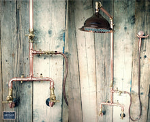 Load image into Gallery viewer, Copper Rainfall Shower With Sprayer