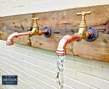 Load image into Gallery viewer, Pair Of Copper Pipe Wall Mounted Faucet Taps